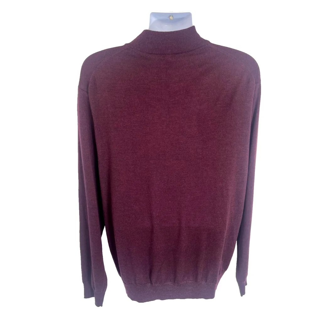 Peter Millar Sweater Mens XL Burgundy Quarter Zip Merino Wool Blend Horse Logo‎